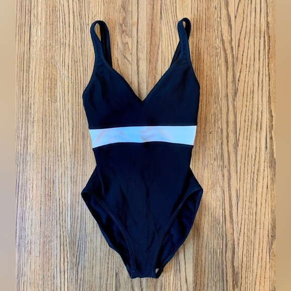 Jag Pro VTG Swimsuit Black 90s y2k One Piece High Cut Low Back Ribbed Sporty 6 - Picture 3 of 12